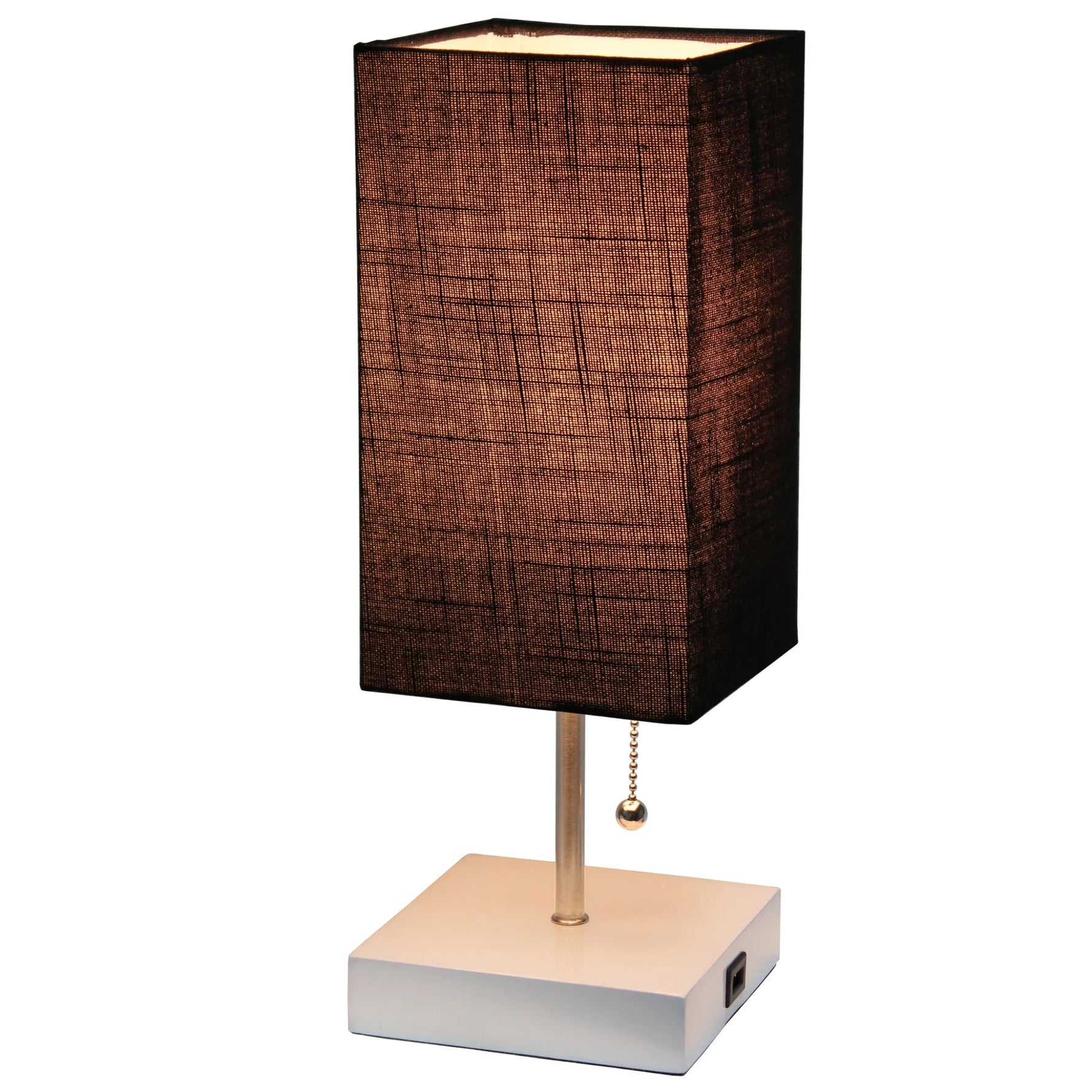 Simple Designs Petite White Stick Lamp with USB Charging Port and Fabric Shade-AMAZON FACTORY