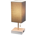 Simple Designs Petite White Stick Lamp with USB Charging Port and Fabric Shade-AMAZON FACTORY