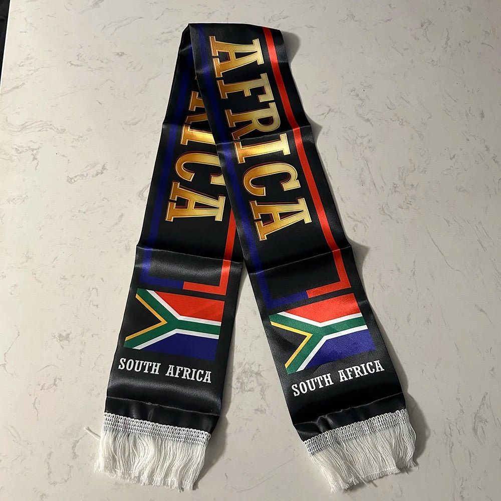 South Africa Scarf 12x135cm Double-sided Printed South Africa Flag Satin South Africa Scarf for 2026 world cup Sports Events-AMAZON FACTORY