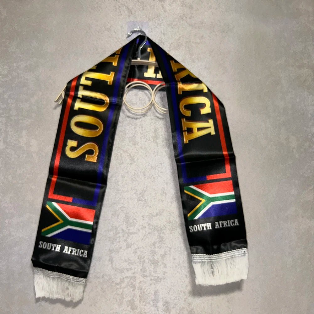 South Africa Scarf 12x135cm Double-sided Printed South Africa Flag Satin South Africa Scarf for 2026 world cup Sports Events-AMAZON FACTORY