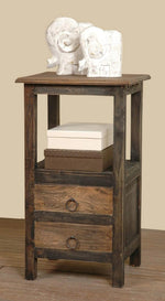 Sunset Trading Cottage Two Drawer End Side Table | Distressed Black/Raftwood Brown Solid Wood | Fully Assembled-AMAZON FACTORY