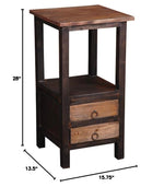 Sunset Trading Cottage Two Drawer End Side Table | Distressed Black/Raftwood Brown Solid Wood | Fully Assembled-AMAZON FACTORY