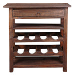 Sunset Trading Cottage Wine Server with Drawer | Raftwood Brown Solid Wood | Fully Assembled Sideboard-AMAZON FACTORY