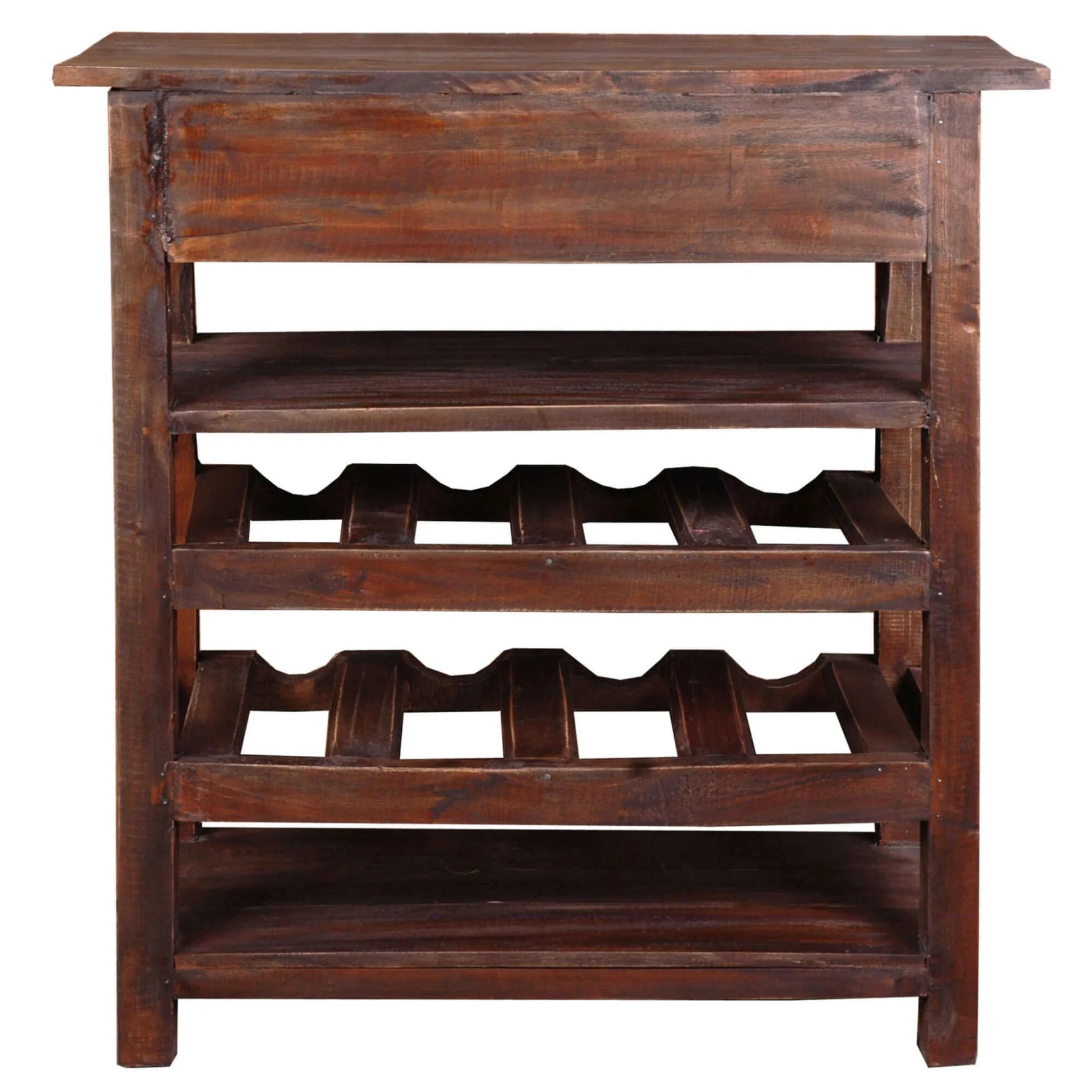 Sunset Trading Cottage Wine Server with Drawer | Raftwood Brown Solid Wood | Fully Assembled Sideboard-AMAZON FACTORY
