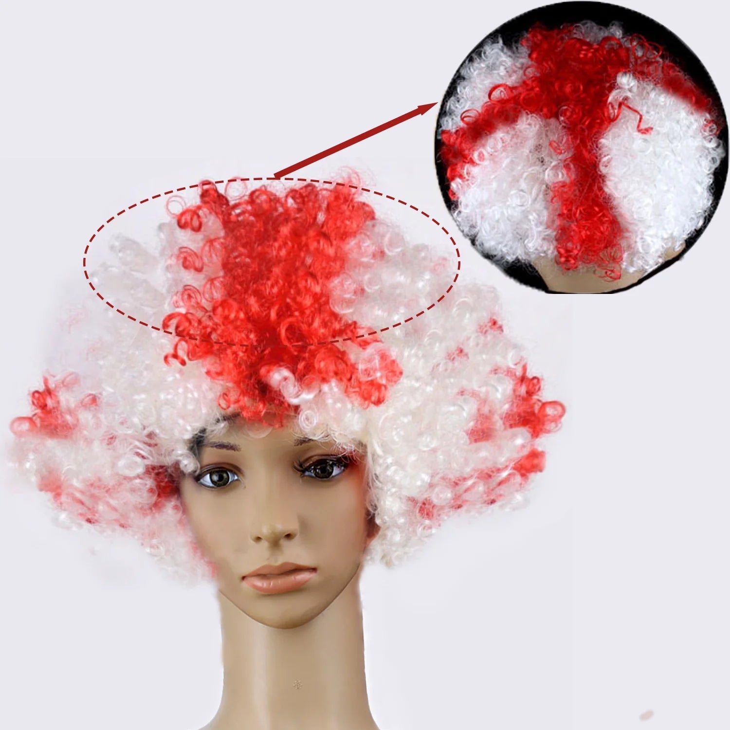Synthetic Fluffy Colorful Wigs for Fans Party Cosplay Sports Theme Adult Carnival Fun Hairstyle Accessories Festival Costume-AMAZON FACTORY