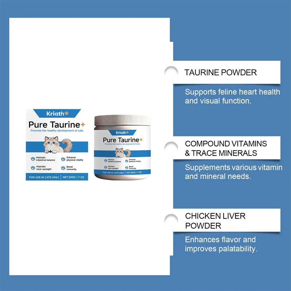 Taurine Powder For Cats Kittys Heart - Vision Daily Well - Ness Gentle On Sensitive Stomachs Cat Nutrient Supplement For Cat Food - AMAZON FACTORY