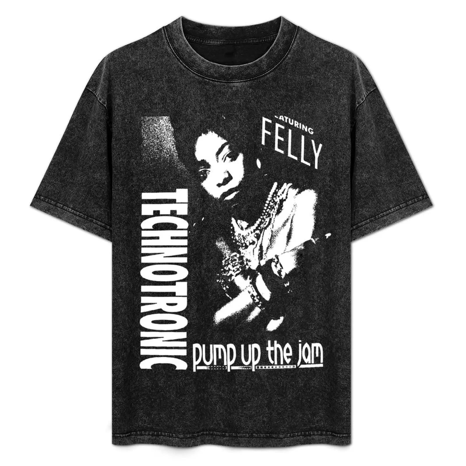 Technotronic - Pump Up The Jam (Remix) T-Shirt Large Size Casual Short Sleeve Top-AMAZON FACTORY