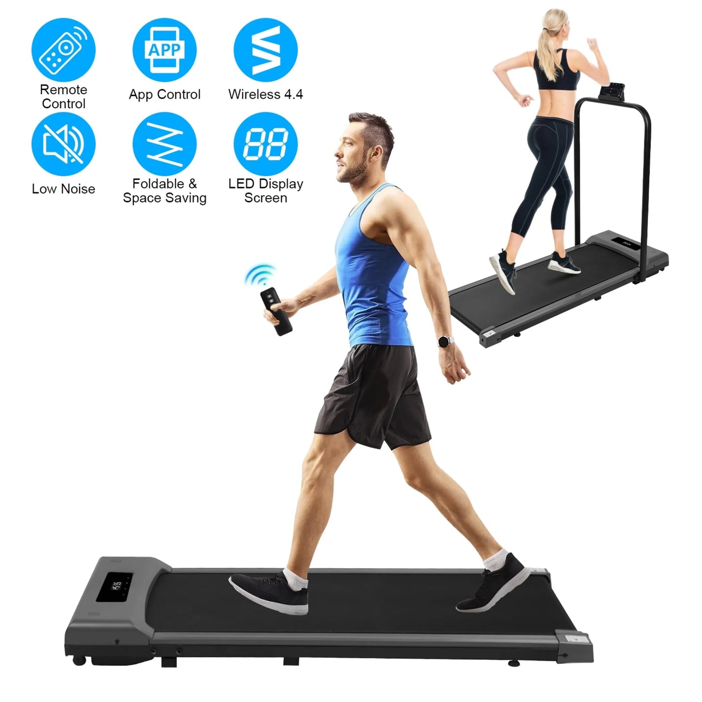 The Amazon Factory fitness Acessories 2 - in - 1 Under Desk Folding Treadmill Foldable Walking Pad - AMAZON FACTORY