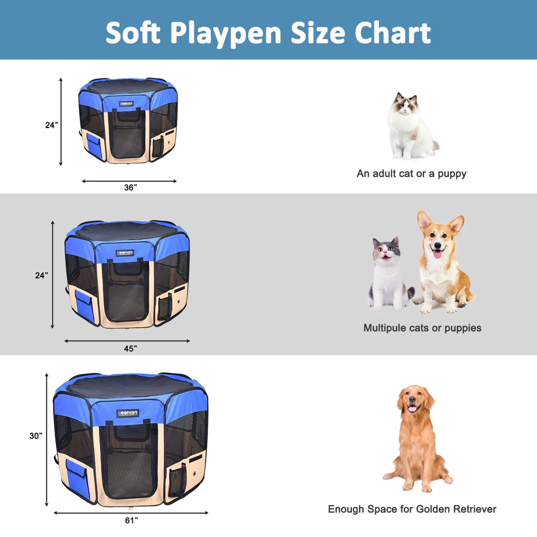 JESPET Portable Dog & Pet Playpen – 36