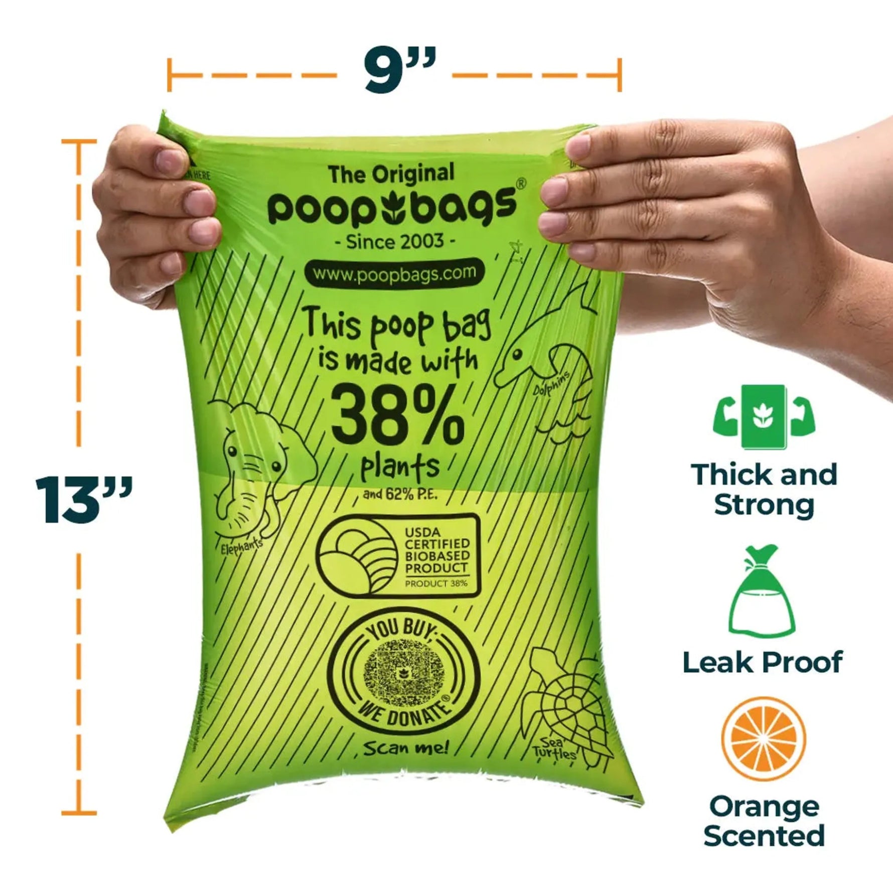 The Original Poop Bags Orange Scented USDA Biobased Rolls-AMAZON FACTORY