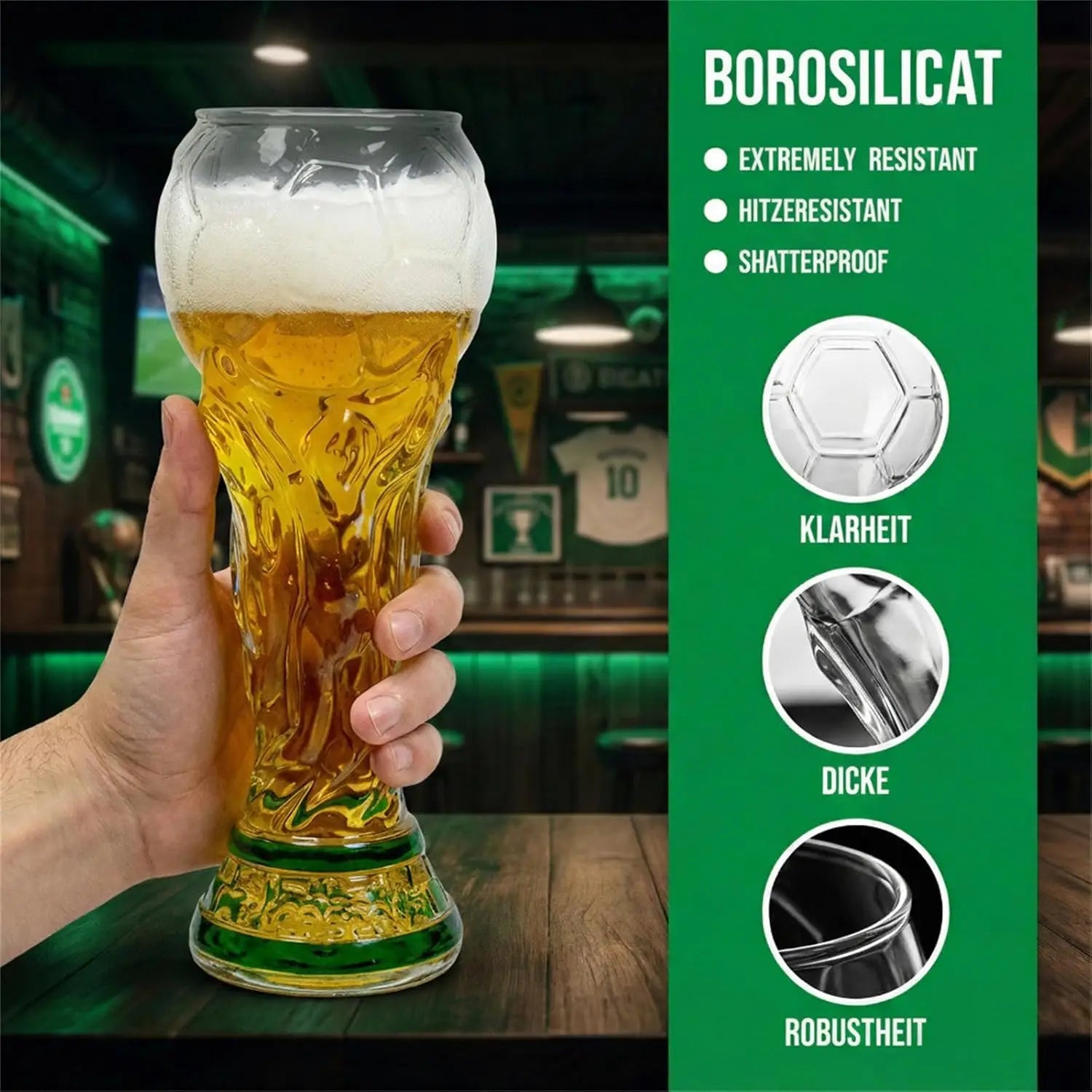Trophy Beer Glass for World Cup 2026, Premium Soccer Themed Beer Glasses, for Game Day Parties, Man Cave & Football Fan Gifts-AMAZON FACTORY