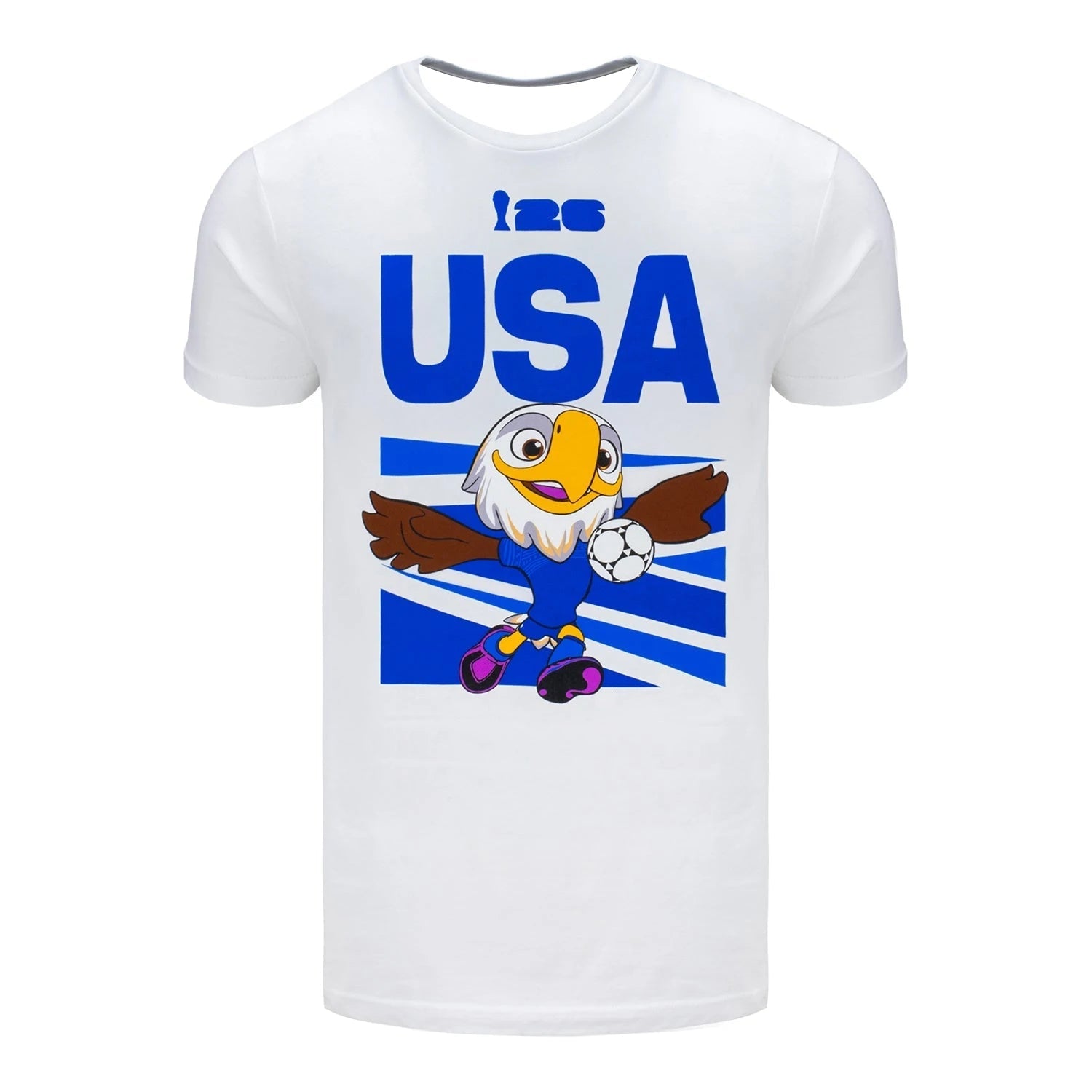 USA National Football Team Mascot Graphic Tee Mens Crew Neck Short Sleeve Breathable Casual Cartoon Eagle Print Soccer T Shirt-AMAZON FACTORY