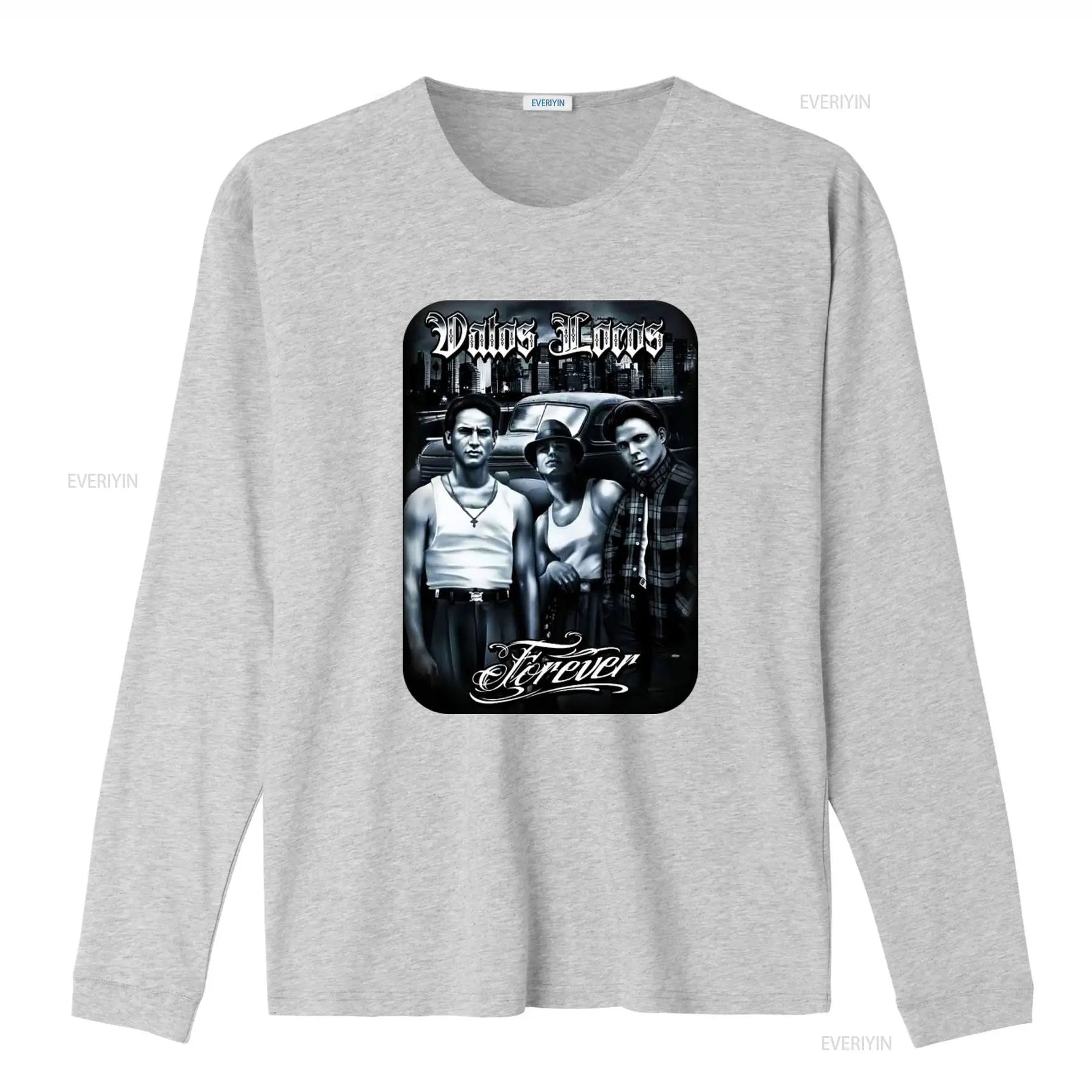 Vatos Locos Forever Mens Heavyweight T Shirt Print On Shaka Wear Retro Gangster Style Urban Fashion vintage Washed homme-AMAZON FACTORY