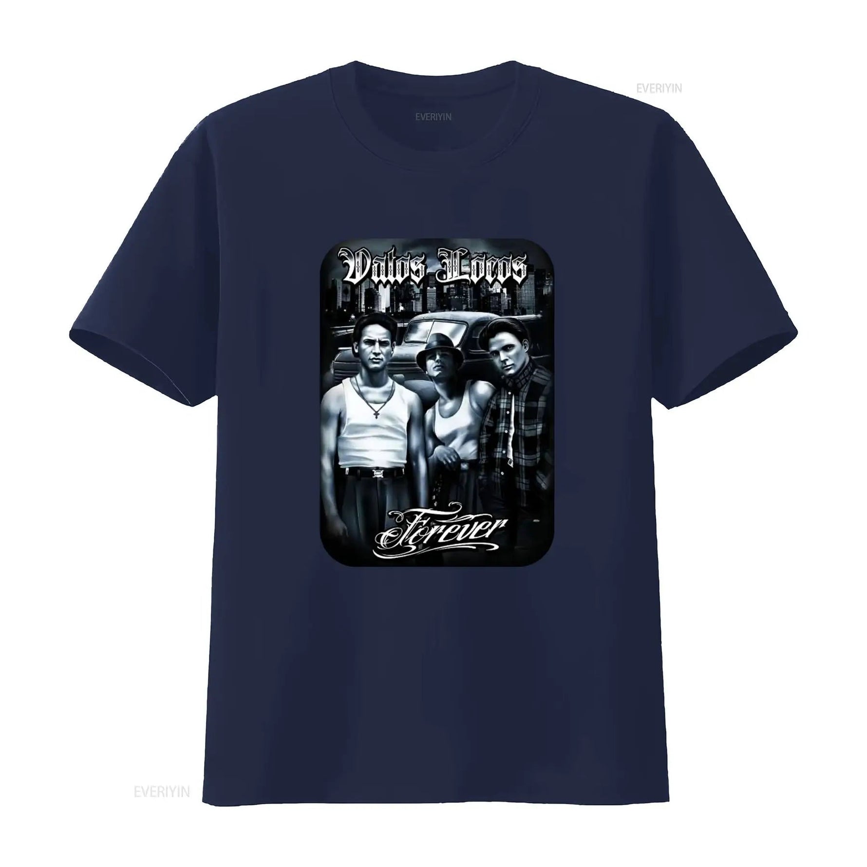 Vatos Locos Forever Mens Heavyweight T Shirt Print On Shaka Wear Retro Gangster Style Urban Fashion vintage Washed homme-AMAZON FACTORY