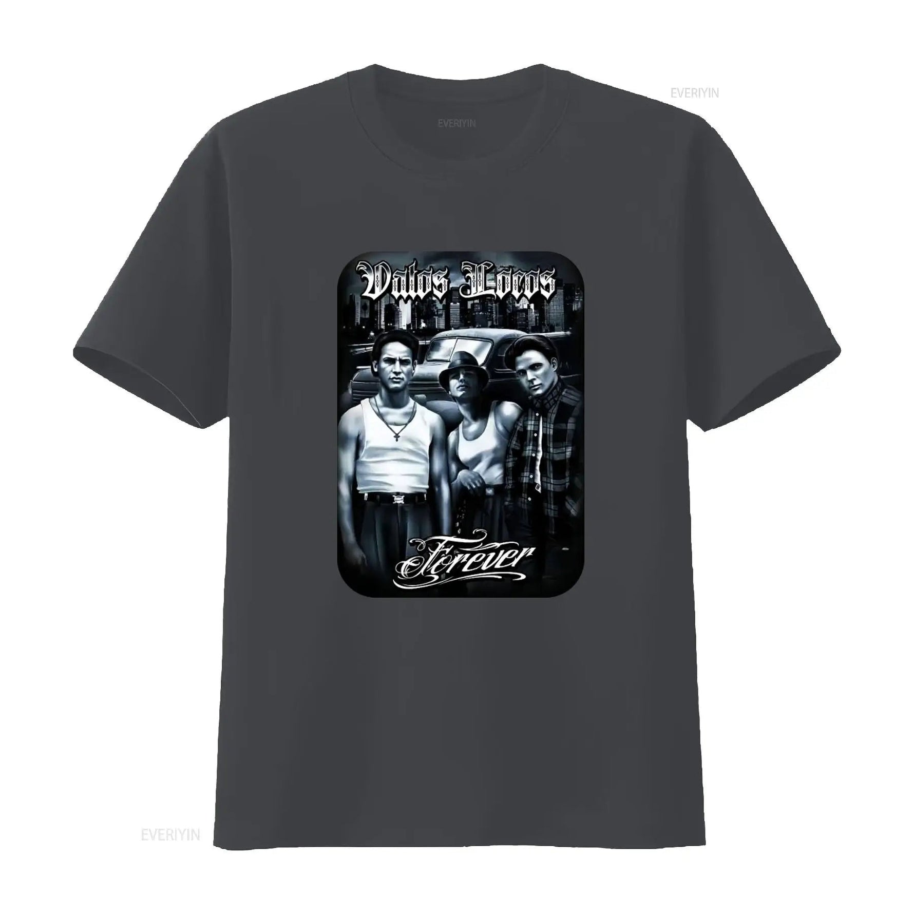 Vatos Locos Forever Mens Heavyweight T Shirt Print On Shaka Wear Retro Gangster Style Urban Fashion vintage Washed homme-AMAZON FACTORY