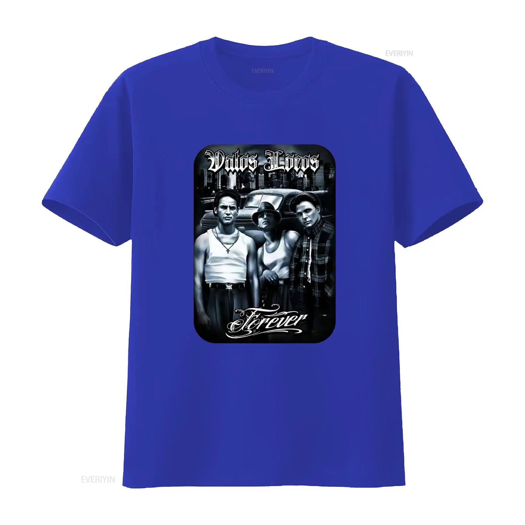 Vatos Locos Forever Mens Heavyweight T Shirt Print On Shaka Wear Retro Gangster Style Urban Fashion vintage Washed homme-AMAZON FACTORY