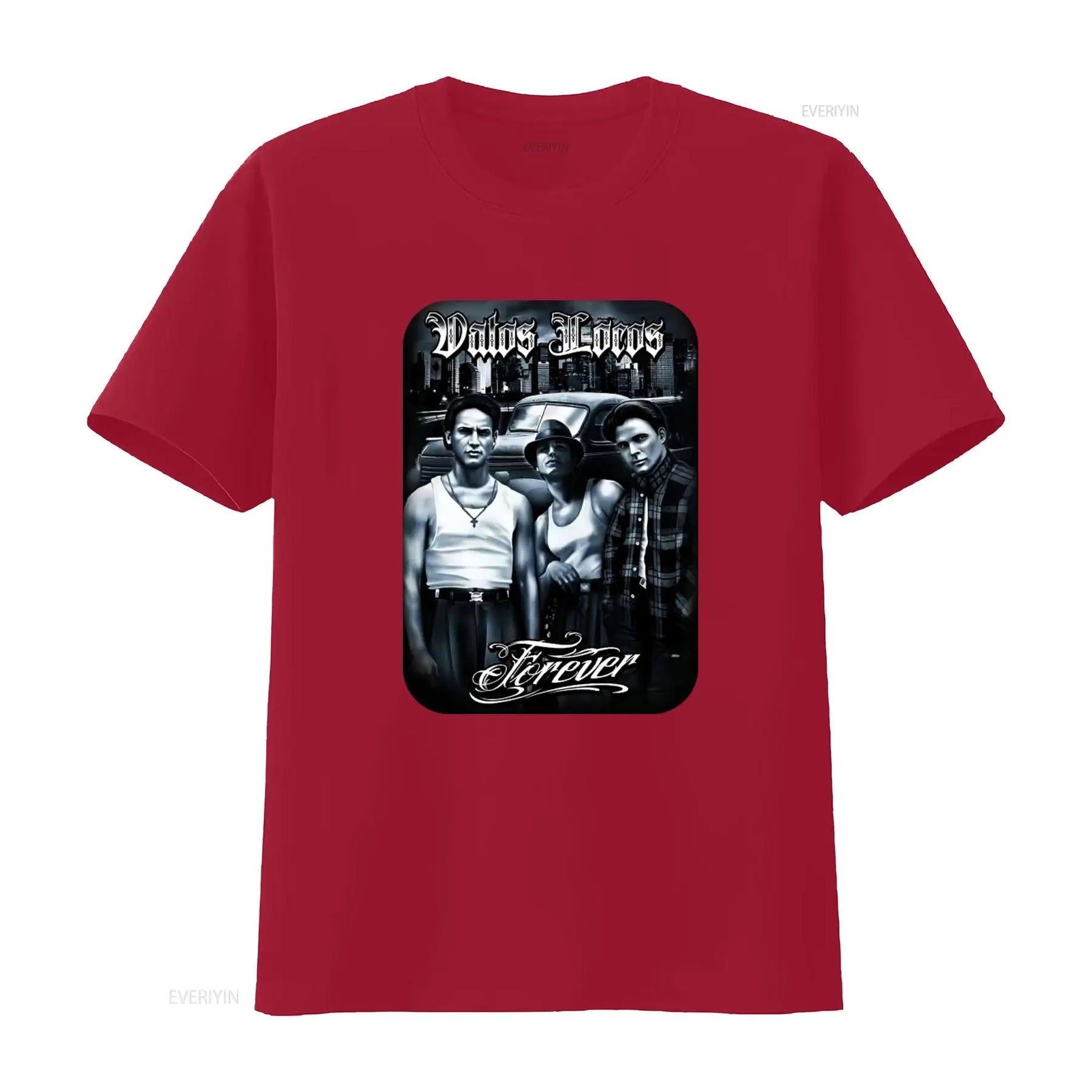 Vatos Locos Forever Mens Heavyweight T Shirt Print On Shaka Wear Retro Gangster Style Urban Fashion vintage Washed homme-AMAZON FACTORY