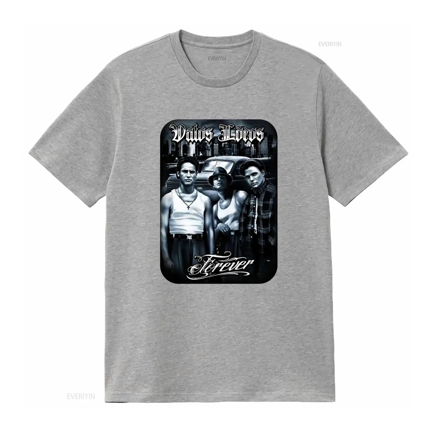 Vatos Locos Forever Mens Heavyweight T Shirt Print On Shaka Wear Retro Gangster Style Urban Fashion vintage Washed homme-AMAZON FACTORY