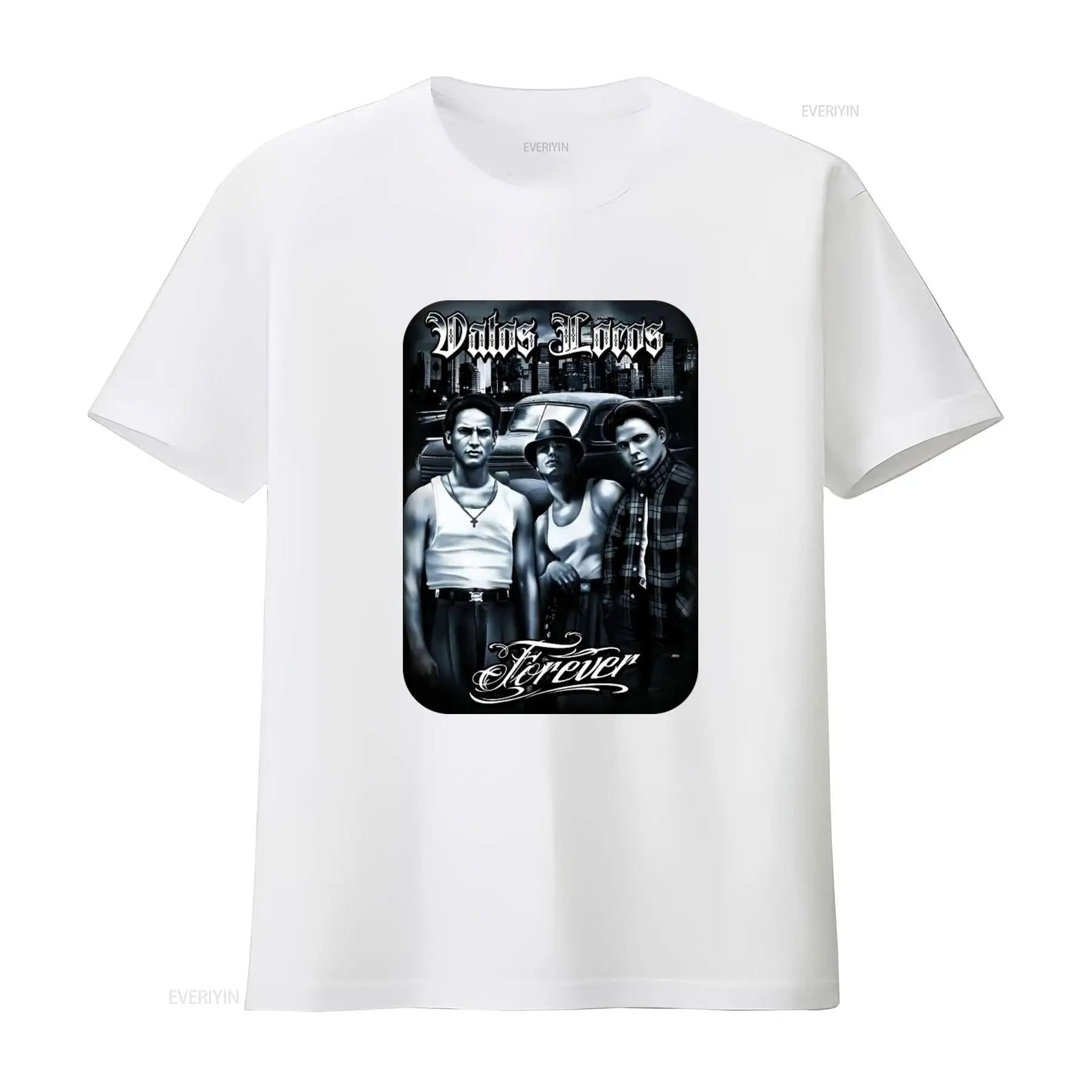 Vatos Locos Forever Mens Heavyweight T Shirt Print On Shaka Wear Retro Gangster Style Urban Fashion vintage Washed homme-AMAZON FACTORY