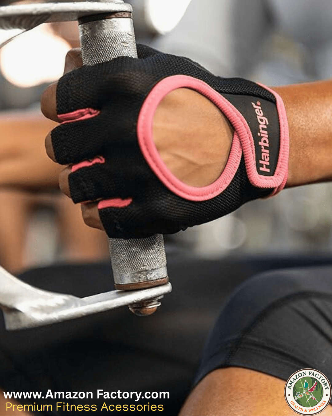 Women’s (Black & Pink) FitNESS CROSS FITNESS and Exercise TRAINING - Double - Stitched, Genuine Leather Padded Palm & Reinforced Seams - Easy On/Off Wrist & Finger Pull Tabs - AMAZON FACTORY