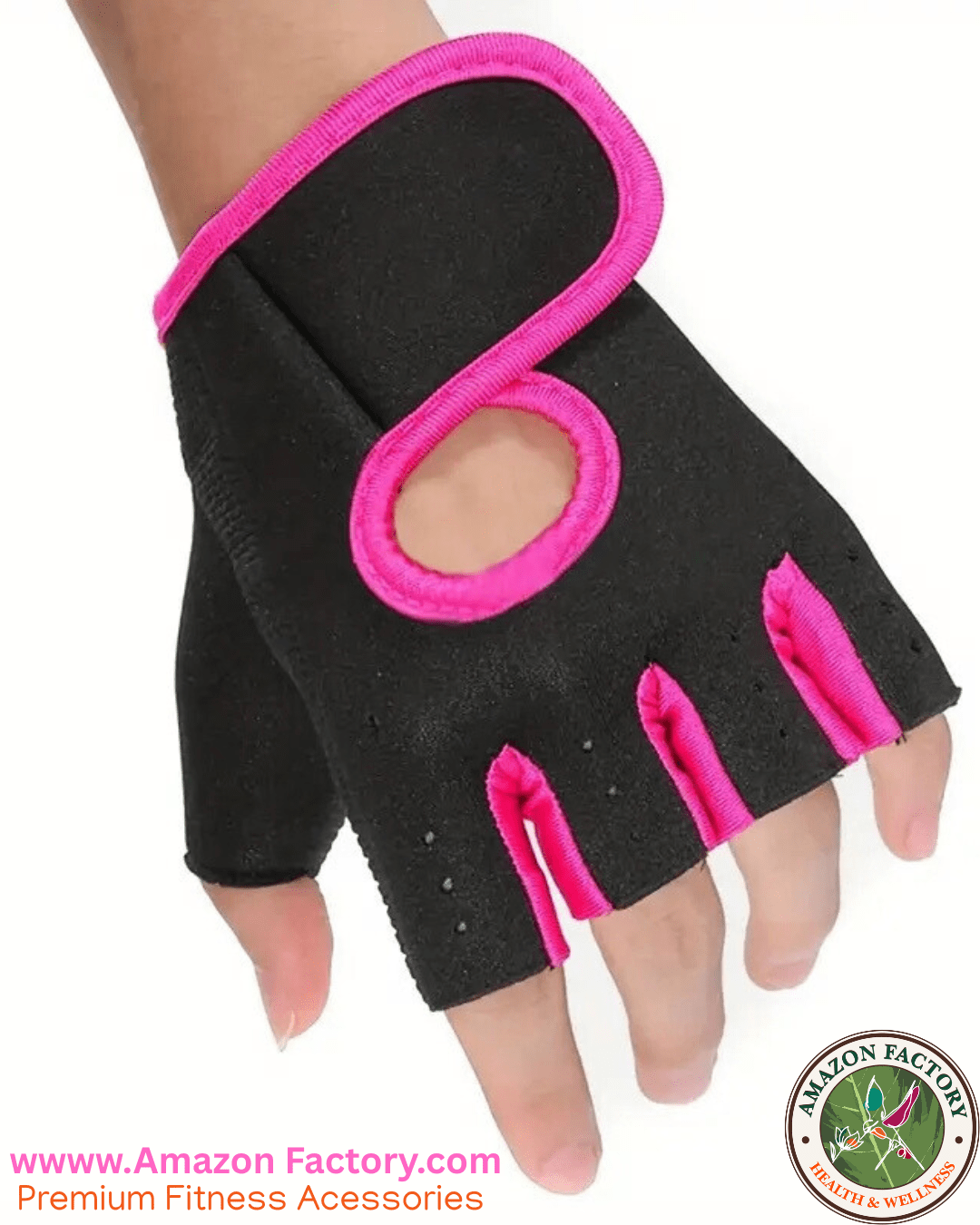 Women’s (Black & Pink) FitNESS CROSS FITNESS and Exercise TRAINING - Double - Stitched, Genuine Leather Padded Palm & Reinforced Seams - Easy On/Off Wrist & Finger Pull Tabs - AMAZON FACTORY