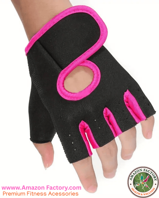Women’s (Black & Pink) FitNESS CROSS FITNESS and Exercise TRAINING - Double - Stitched, Genuine Leather Padded Palm & Reinforced Seams - Easy On/Off Wrist & Finger Pull Tabs - AMAZON FACTORY