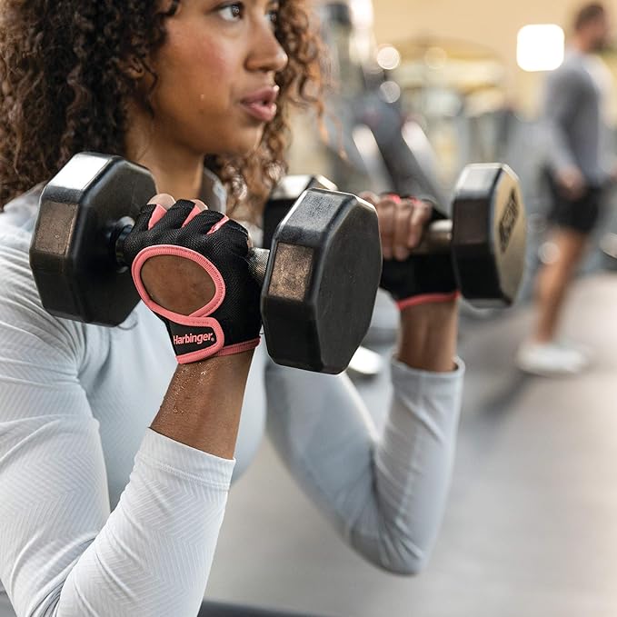 Women’s (Black & Pink)  FitNESS CROSS FITNESS and Exercise TRAINING- Double-Stitched, Genuine Leather Padded Palm & Reinforced Seams - Easy On/Off Wrist & Finger Pull Tabs