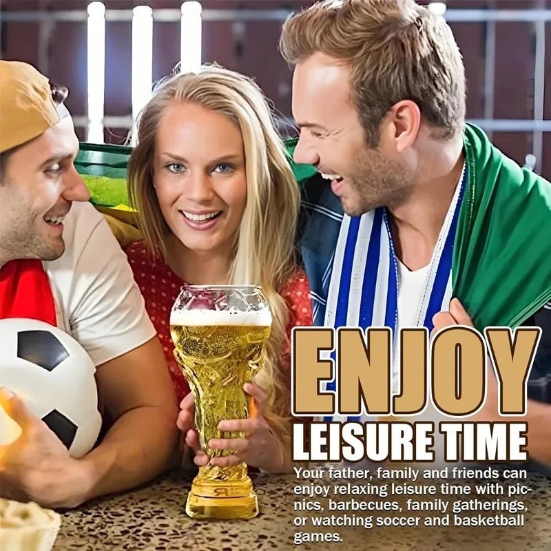 World Football Trophy Shape Beer Glass, High Borosilicate Glass, 450ml/600ml/800ml, Fan Gift for 2026 Soccer Matches & Parties-AMAZON FACTORY