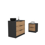 Zion 2 Piece Bedroom Set, Black Wengue/ Pine Finish-AMAZON FACTORY